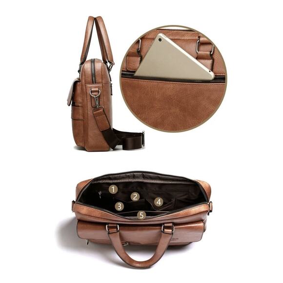 NWOT Weixier Men’s Unisex Brown Bag Shoulder/Crossbody/Messenger Bag Leather - Picture 3 of 8